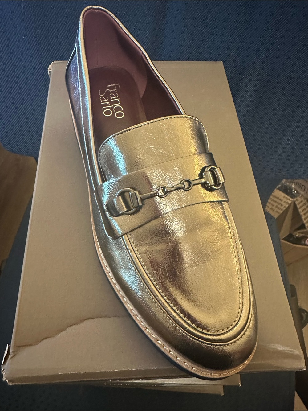 Franco Sarto Metallic Gold Leather Bit Loafer - Men's